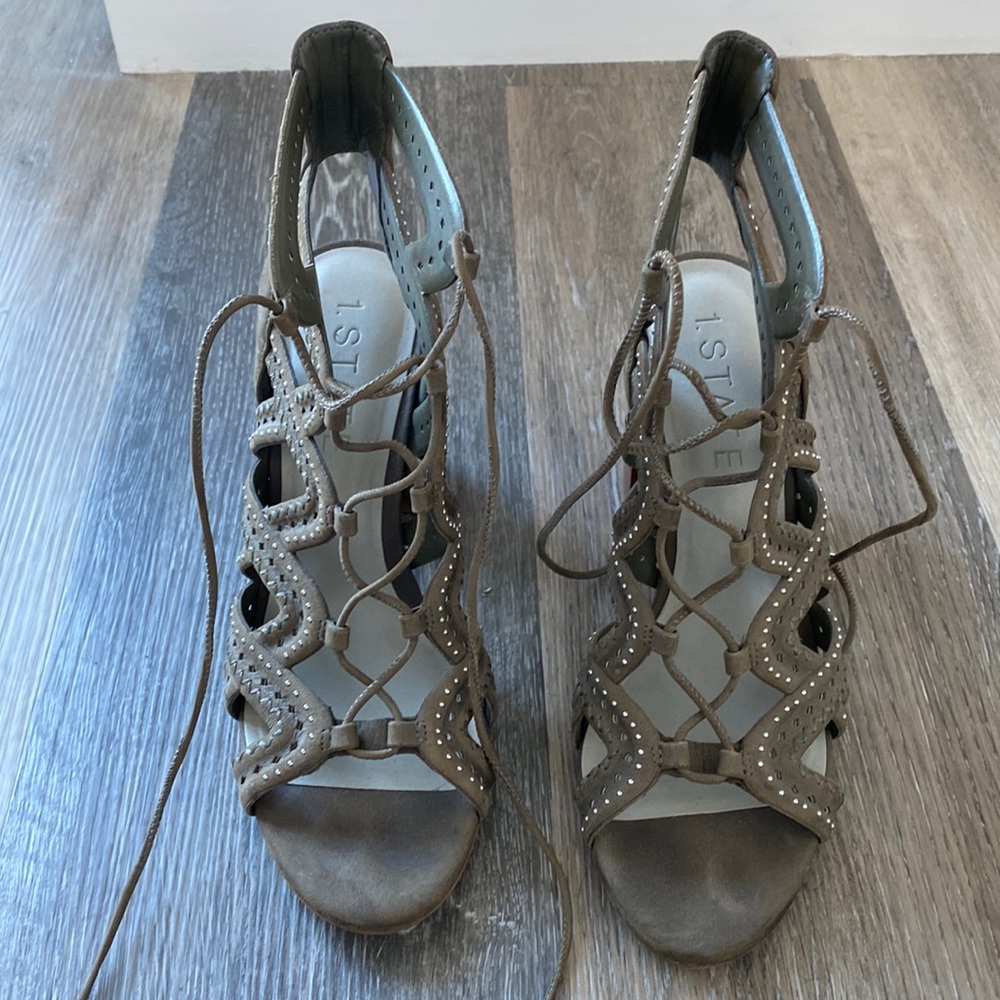1. State, olive heels